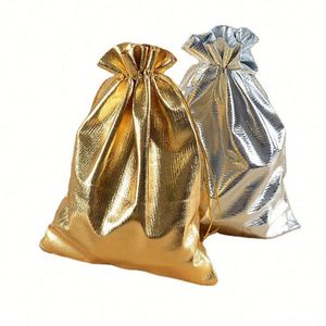 Bolsas de Tela con Cordón Dorado al por Mayor de Fábrica, Bonitas Bolsitas de Joyería Navideñas, Bolsa de Organza Brillante - Product Image 5