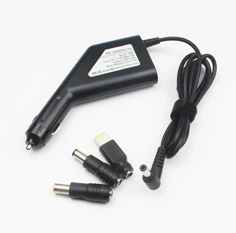 Chargeur de voiture multitype 90W 19V 4,74 a, adaptateur d'ordinateur portable pour Smartphone ACER/DELL/Samsung/Lenovo/Asus USB 5V 2a