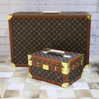 Ensemble de 4 Valises-Coffres Minières en Bois Rétro et Mignonnes, Bagage à Main sans Roues pour Nuitées