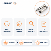 Conector de audio de 6.35mm en ángulo recto, mono/estéreo, con contacto de cobre y carcasa de latón, 12V 2A, con lengüeta de soldadura pequeña y tamaño corto para espacios limitados