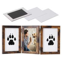 Kit de cadre photo moderne et écologique pour empreintes de pattes d'animaux, double pliage, en bois, pour extérieur et chambre, commémoratif