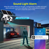 Cámara de Seguridad CCTV PTZ Solar OEM ODM de 20MP, 5 Lentes, 4 Pantallas, Paneles Solares Dobles, Zoom Digital 18X, AOV, Inalámbrica para Exteriores, IP66