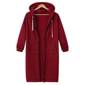 Manteau long à capuche en molleton pour <span class=keywords><strong>femme</strong></span>, style européen et américain, à manches longues, mi-longueur, automne-hiver 2026 - Product Image 2