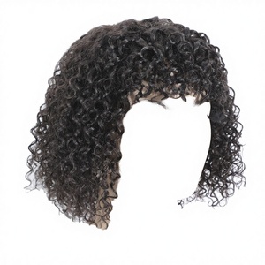 Peluca de Cabello Humano Remy de Nuevo Estilo, Negra Natural, Rizada Jerry, 12 Pulgadas, 165g, Corta, Myanmar, 1 Pieza, 150% de Densidad, Marrón Medio, con Encaje - Product Image 2