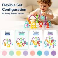 Jouets de dentition en silicone souples et torsadables à ventouse, ensemble de jouets sensoriels Montessori à mâcher pour le bain et la chaise haute, Nouveauté 2026