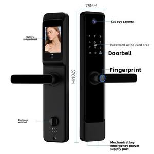 מנעול דלת חכם חדש עם מצלמה, קורא טביעות אצבע, מקלדת, כניסה באמצעות סיסמה, מסך HD בגודל 3.5 אינץ', מנעול חכם Tuya <span class=keywords><strong>WiFi</strong></span> לבית/וילה - Product Image 2