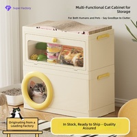 Multifunktionales Zweistöckiges All-in-One Aufbewahrungsbett aus Kunststoff für Katzen & Hunde mit Kratzbaum für Kleine Wohnungen Haustierzubehör Tierkäfig