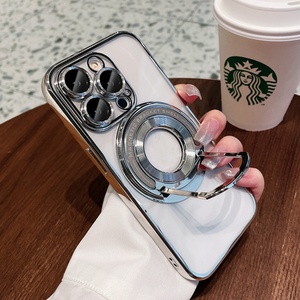 เคสโทรศัพท์เคลือบเงาแบบมีขาตั้งวงแหวนหมุนได้ 90 องศา ดีไซน์หรูหรา สำหรับ iPhone 12 13 14 15 16 Pro Max  แบบนิ่ม - Product Image 6