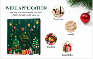 Custom Dark Green 24 Days Advent Calendar <b>Box</b> with Drawers Rigid Cardboard <b>Christmas</b> Blind <b>Box</b> Mystery Packaging Wholesale - Product Image 2