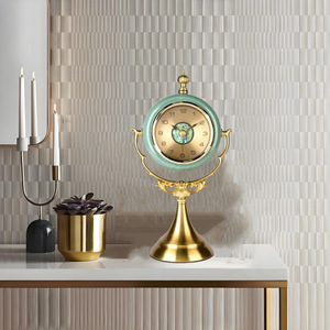 Retro Style Ceramic Table <b>Clock</b> Circular Gold Base Decorative Desktop <b>Clock</b> Home Ornament - Product Image 4
