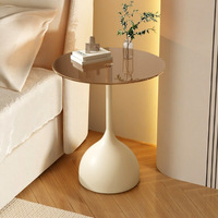 Table de café de luxe personnalisée, mobilier de café en métal, table ronde de loisirs en verre trempé assemblée, petite table à thé