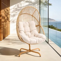 Fauteuil suspendu d'extérieur de haute qualité en rotin, style nid d'oiseau, pivotant et à bascule, pour balcon, chambre et salon, design tendance et confortable