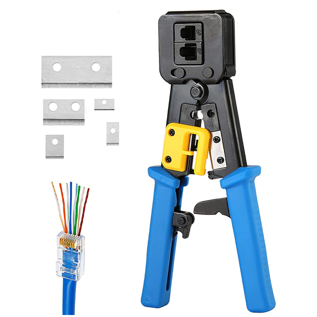 ZOERAX Custom Logo 376Z Network Crimper Tool, EZ Wire Cutting Crimping Plier Compatible RJ11 RJ45 6P/8P Ethernet Plugs