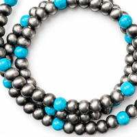 Câble de données USB 4-en-1 tendance, style western, avec perles argentées et turquoise, charge rapide, cordon multi-chargeur Type C, accessoires auto