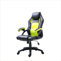 Chaise de bureau et de jeu pivotante de style traditionnel, nouvelle collection, en cuir PU vert frais de haute qualité et tissu MSH, avec structure en acier inoxydable