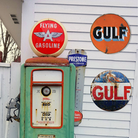 Juego de Letreros Metálicos Redondos Vintage de Gulf Oil, Decoración Retro para Pared de Garaje, Cueva del Hombre, Taller Automotriz, Gasolinera