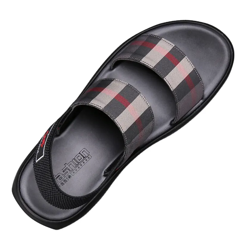 2022 Custom Sandals Shoes For Men Plaid Stretch Laica Lycra Fiber Slipper Sandals For Men'S Sandals For Men