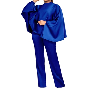 Damen 2-teiliges Freizeit-Set aus Satin mit Fledermaus-T-Shirt und Hose mit weitem Bein von Sehe Fashion - Product Image 3