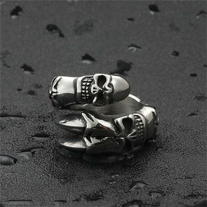 <b>Skull</b> Claw <b>Ring</b> Men's Stainless Steel Retro Punk Style Silver Jewelry Gift 260101 - Product Image 2