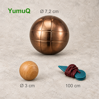 YumuQ Ensemble de 8 boules de pétanque en métal de 73 mm, jeu de boules de boccia avec étui en bois pour la plage, la pelouse et les divertissements familiaux