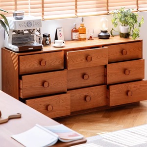 Commode à neuf tiroirs Fangguo en bois de cerisier, meuble de rangement pour salon et chambre à coucher - Product Image 3