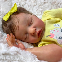 Poupée Reborn en Silicone de 45 cm, pas chère, nouveau-né, fille en robe jaune, poupée Reborn en Silicone souple réaliste pour filles, jouets pour enfants