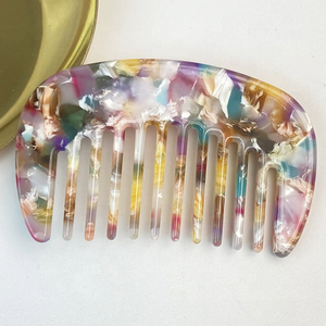 Brosse et peigne à cheveux en acétate de tortue à dents larges de 7,8 cm avec impression vintage et logo personnalisé - Product Image 4