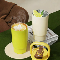 Tasse à café en acier inoxydable 316 à double paroi avec poignée, bouteille d'eau isotherme de voyage avec pailles