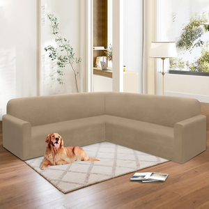 Housse de canapé d'<span class=keywords><strong>angle</strong></span> en velours en forme de L, adaptée aux animaux domestiques, avec sangles antidérapantes, imperméable, résistante aux rayures, extensible, pour enfants, personnalisable - Product Image 3