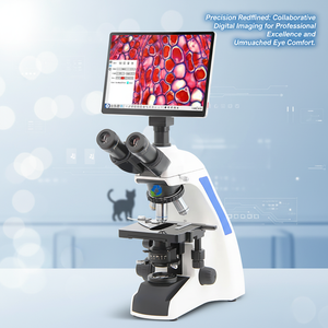Microscope biologique trinoculaire <span class=keywords><strong>EUR</strong></span> VET avec écran 12 pouces, imagerie HD 5MP 60fps, fonctionnement sans fil, enregistrement et mesure pour laboratoire vétérinaire - Product Image 1
