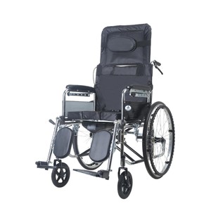 Silla de Ruedas Totalmente Reclinable con Inodoro, de Acero Galvanizado, Manual, con Ruedas Sólidas, Elevación Ortopédica de Piernas, Plegable - Product Image 4