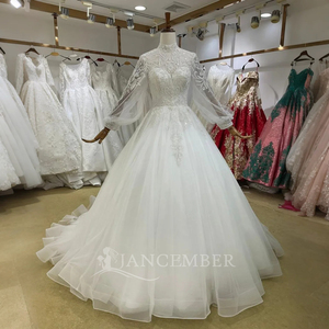 Shiny Tulle Modern Floor-Length Appliques Wedding Dress <b>Sequin</b> Beading Lace Ball Gown Bride Lsbh30 - Product Image 2