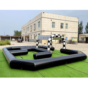Màu trắng và màu đen không khí chặt chẽ trò chơi bơm hơi đạp đi Kart theo dõi zorb quả bóng Arena <span class=keywords><strong>Inflatable</strong></span> Speedway đua bội thu xe theo dõi - Product Image 3