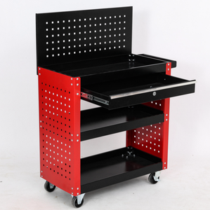 3-Shelf Mechanic Tool Cart with <strong>Pegboard</strong> Panel &amp; Drawer Heavy Duty Steel Rolling Workshop Storage Trolley OEM 300kg Capacity - Product Image 6