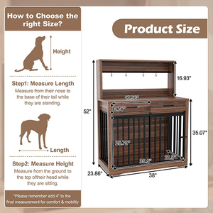 Cage pour chien en bois massif robuste avec structure métallique, montage facile, pour chiens de grande, moyenne et petite taille, utilisation en intérieur - Product Image 3