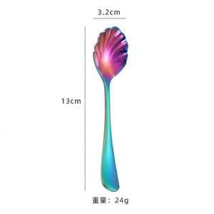 Cuchara de Helado con Forma de Concha de Acero Inoxidable Personalizada, Cuchara Creativa y Colorida para Postre, Café, Azúcar, Cuchara para Mezclar - Product Image 2