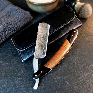ASAP Damascus Stainless <b>Men</b> Shaving Razor Set for Body <b>Bikini</b> Colorful Face Straight Blade Folding Razor Wood Handle - Product Image 3