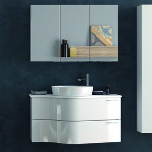 Ultra-moderno 100cm mobili da bagno sospesi composti da lavabo in ceramica e FORM-100B armadietto a specchio Kamalu - Product Image 1