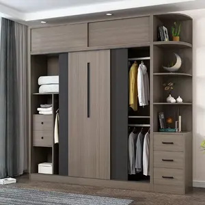 Moderne simple luxe personnalisé 2 3 4 portes en bois style européen armoire chambre à coucher meubles armoire