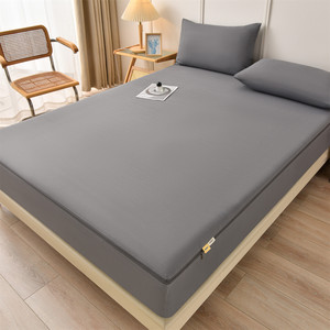 Nouveau 2026 <span class=keywords><strong>Drap</strong></span>-<span class=keywords><strong>housse</strong></span> simple couleur unie 100% coton brut vieilli, avec fermeture éclair intégrale et couche rafraîchissante, pour la maison et l'hôtel - Product Image 1