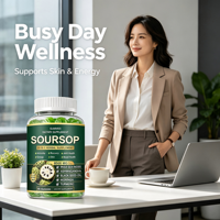 Gummies au corossol, mousse d'Irlande, ashwagandha et curcuma pour le soutien immunitaire et la gestion de l'énergie, végétaliennes, faibles en sucre, supplément à base de plantes, 60 unités, OEM