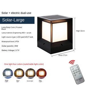 Faro de columna solar LED IP65, luz de pared impermeable para exteriores, lámpara de Pilar alimentada por CA y CC para decoración de patio, paisaje y jardín - Product Image 5