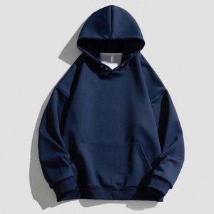 H5401 Wholesales Custom No String Button 400 GSM Polyester Hoodies <b>Drop</b> Shoulder Oversized Men's Hoodies - Product Image 6