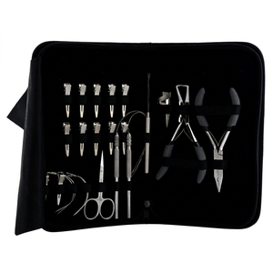 Kit d'outils professionnels pour extensions capillaires : Pince à micro-anneaux, Pince à sertir, Pinces à cheveux antidérapantes, Outil à boucles, Mini-ciseaux, Partin - Product Image 1
