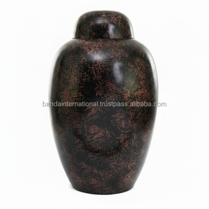 Urnes de crémation en laiton à dôme supérieur de haute qualité avec urnes funéraires en métal fini marbre noir pour cendres humaines - Product Image 1