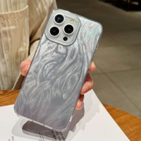 Coloré Argent IMD Série pour iPhone 16 15 14 Pro Max 11 PC Motif D'ondulation De L'eau Grand Trou Téléphone Cas