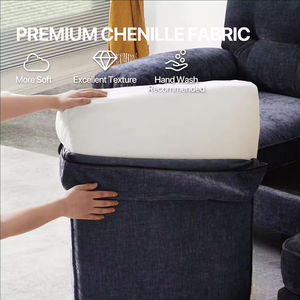 Sans Sofa ranjang 3 tempat duduk mewah, Sofa bagian Modular bentuk L kain biru - Product Image 3