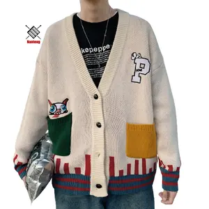Горячая Распродажа, новый дизайн, кардиган с длинными рукавами в стиле преппи, трикотажная одежда, мужской свитер