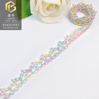 LEIXUSI 1cm Dentelle festonnée couleur macaron, Mini-bande de dentelle colorée pour vêtements pour enfants et fournitures de bricolage faites à la main en gros