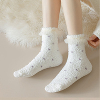 Nouveauté Chaussettes duveteuses en dentelle pour femmes, chaudes et douces, chaussons d'hiver personnalisés, chaussettes moelleuses